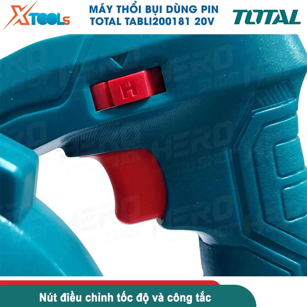 Máy thổi bụi dùng pin 20V TOTAL TABLI200181 kèm 1 pin 1 sạc, máy thổi lá cầm tay Điện thế pin 20V [CHÍNH HÃNG][XTOOLS]