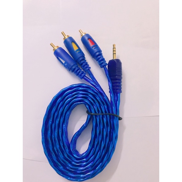 Dây Loa Âm Thanh 1 Ra 3 Dài 1.5M Màu Xanh Chất Lượng Cao