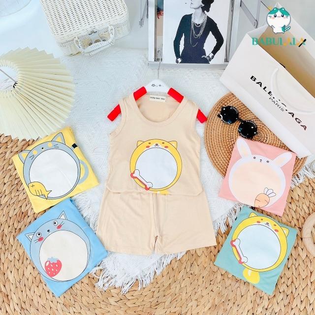 Đồ Bộ Bé Trai Bé Gái Ba Lỗ Minky Mom Chính Hãng Vải Thun Lạnh 0 1 2 3 4 5 6 Tuổi-Quần Áo Trẻ Em Sát Nách-BABULALA BL05