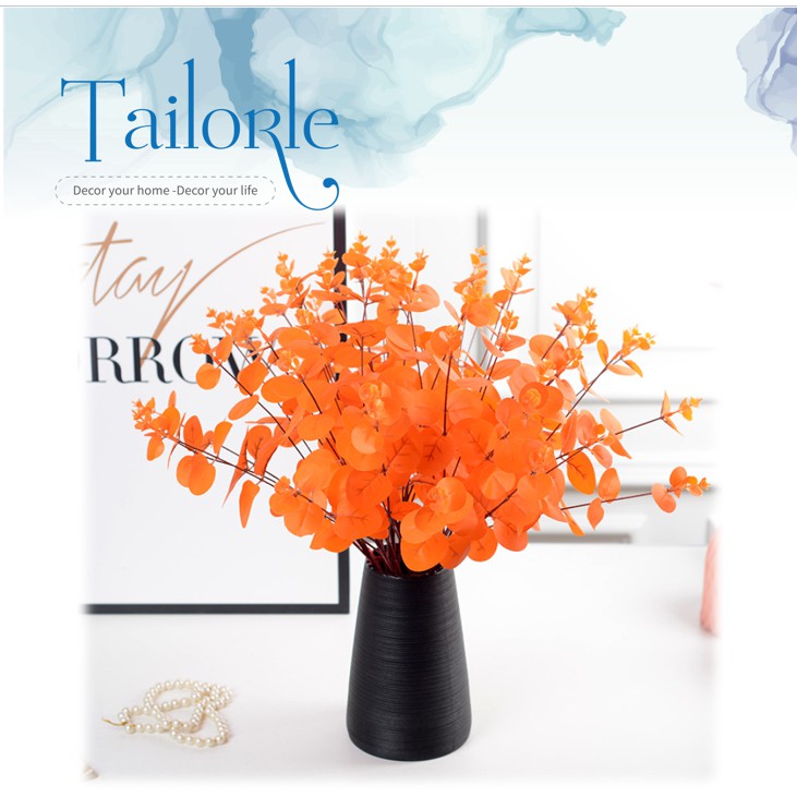 Lá nhân tạo 16 cái nĩa cành lá táo lá kim tiền kết hợp vật liệu kết hợp màu xanh lá cây kỹ thuật trang trí đám cưới