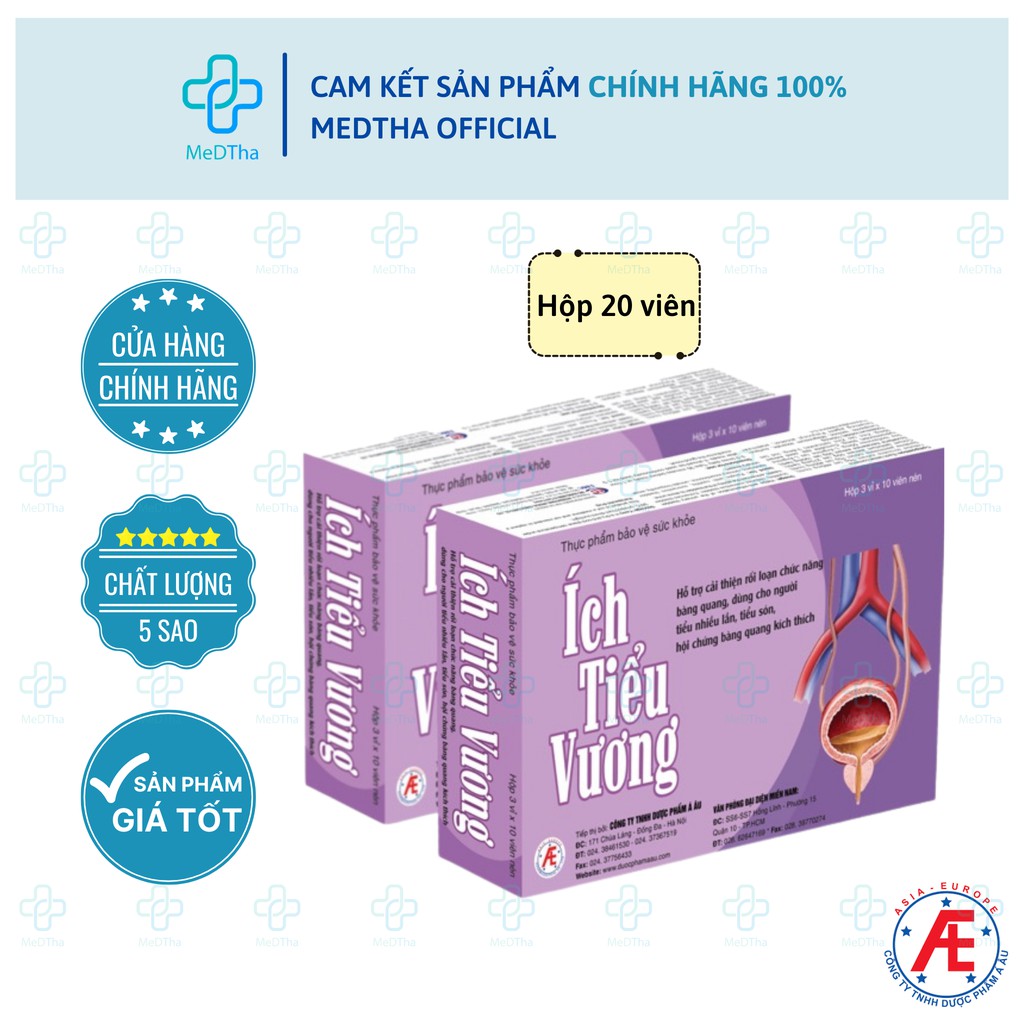 Ích Tiểu Vương - Hỗ trợ Giảm Tiểu Đêm, Tiểu Són, Tiểu nhiều lần, Rối loạn chức năng Bàng Quang (Hộp 20v) [Chính Hãng]