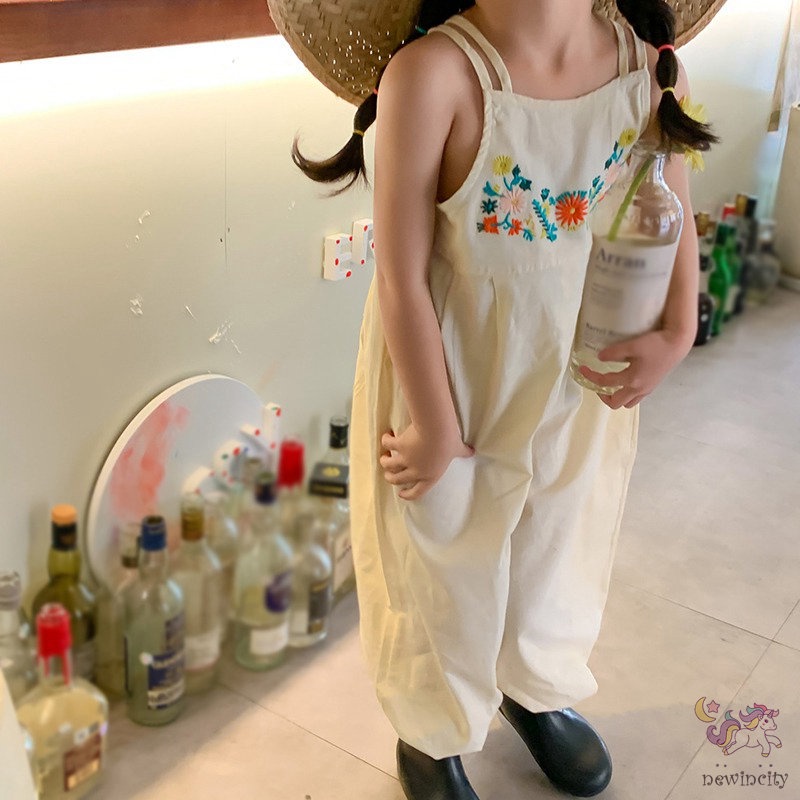 Bộ Áo Liền Quần Sát Nách Thêu Hoa Thời Trang Hàn Quốc Cho Bé Gái