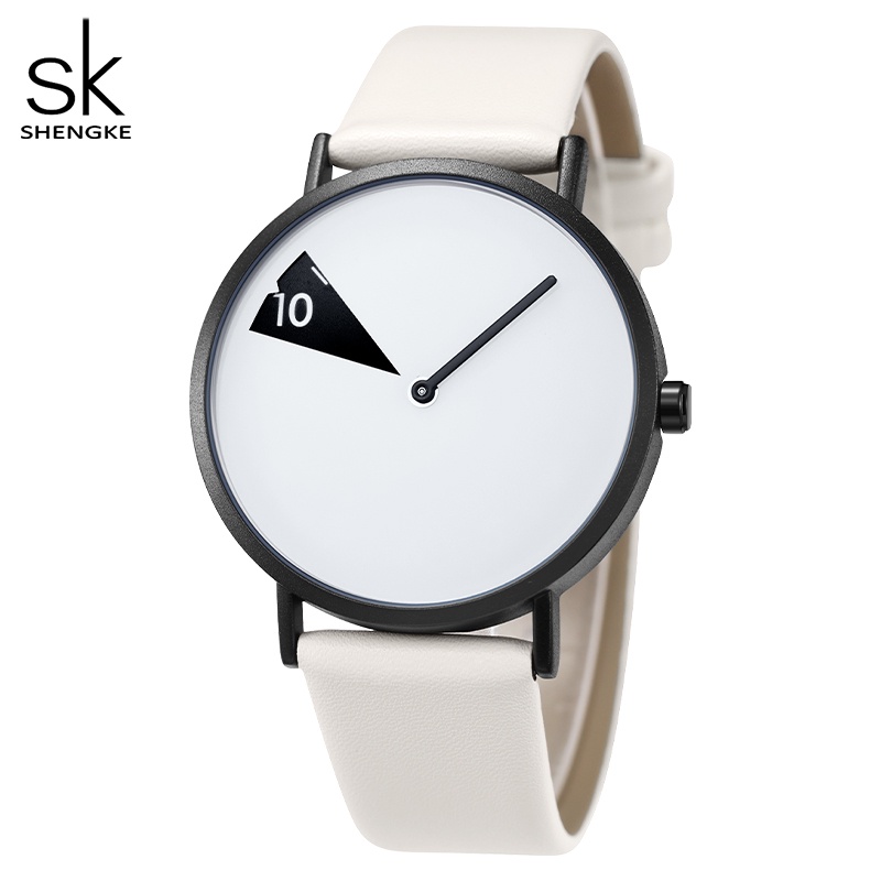 Đồng hồ Shengke dây da thiết kế sáng tạo cho nữ
