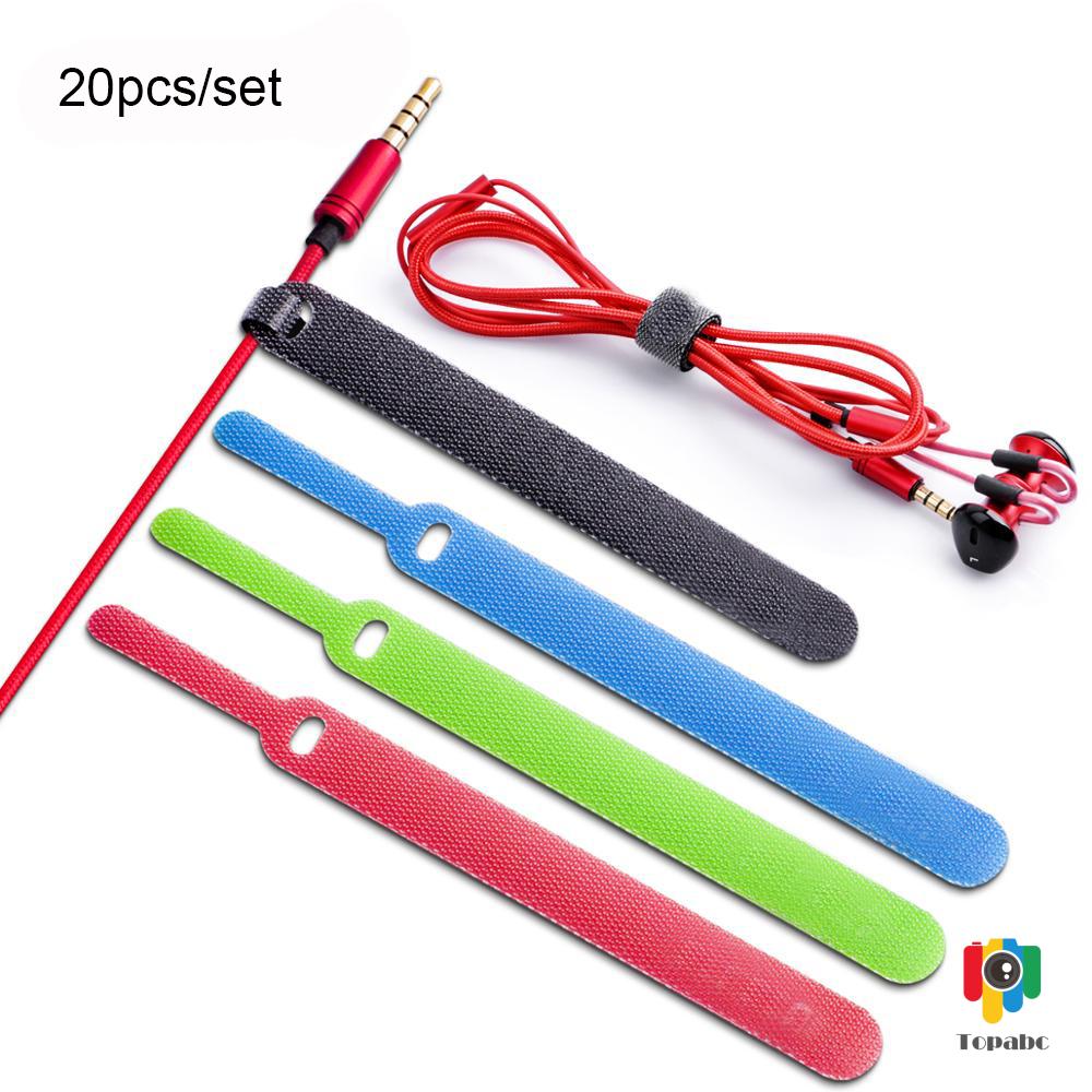 Set 20 Dây Nylon Buộc Dây Cáp Tai Nghe Màu Vàng / Đen / Trắng Có Thể Tái Sử Dụng