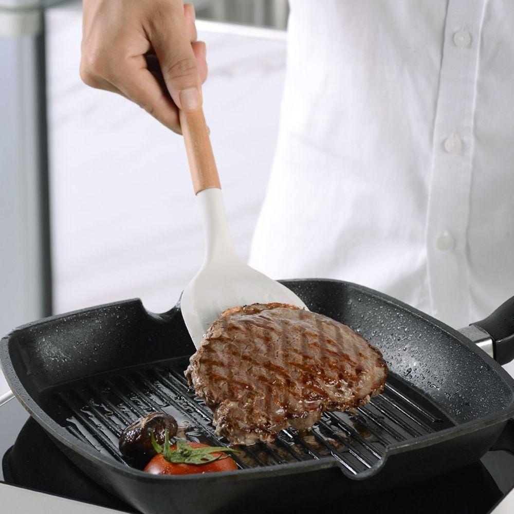 Vá Múc Canh Bằng Silicone Tay Cầm Gỗ Đa Năng Tiện Lợi Dành Cho Nhà Bếp