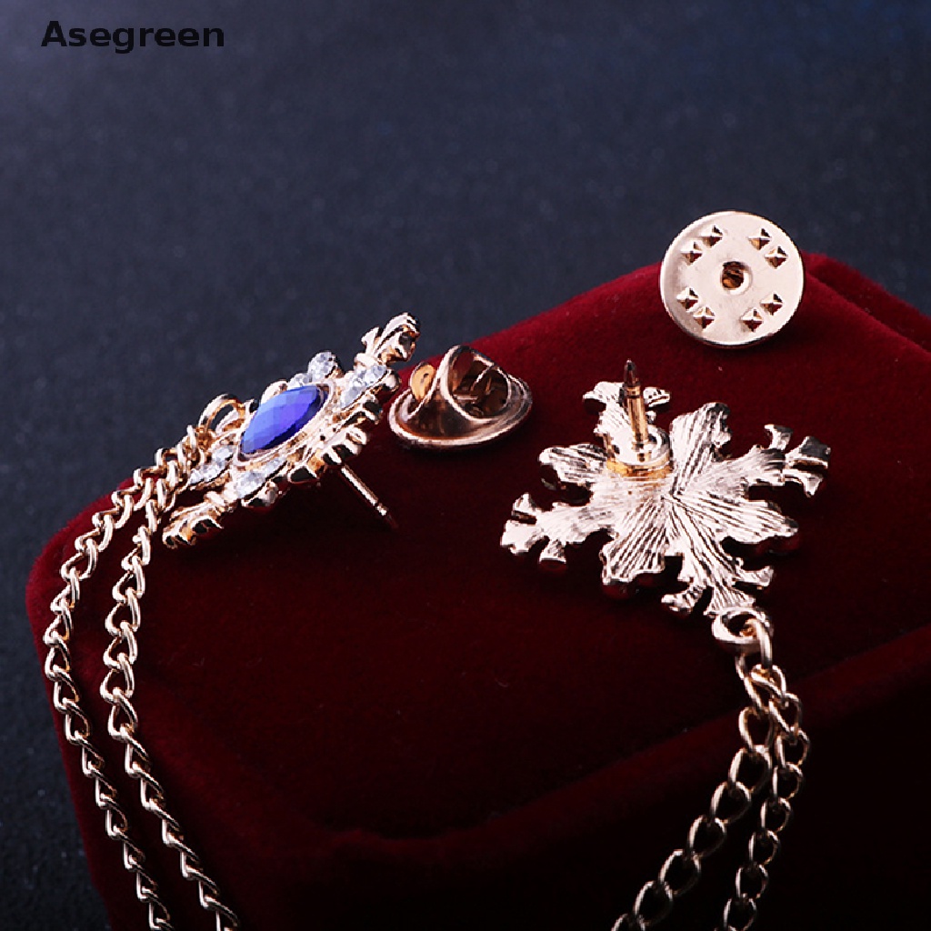 [Asegreen] Ghim Cài Áo Sơ Mi Phối Dây Xích Đan Chéo Pha Lê Phối Tua Rua Cài Cổ Áo Sơ Mi Và Cài Ve Áo Tốt