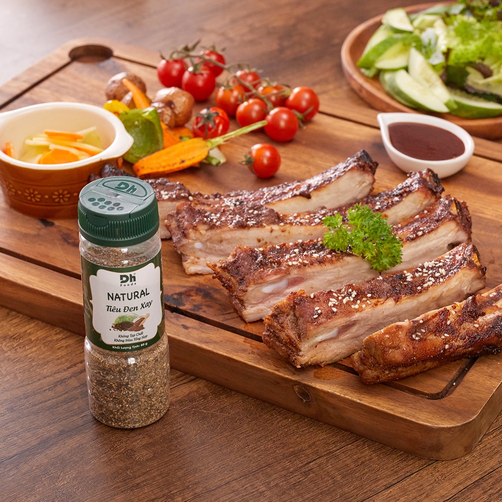 Natural tiêu đen xay 80gr Dh Foods nguyên liệu ướp chế biến thực phẩm tự nhiên