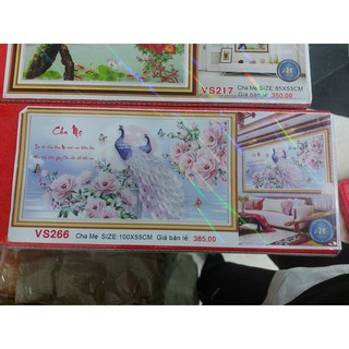 Tranh đính đá cha mẹ VS266 (100 x 55 cm)