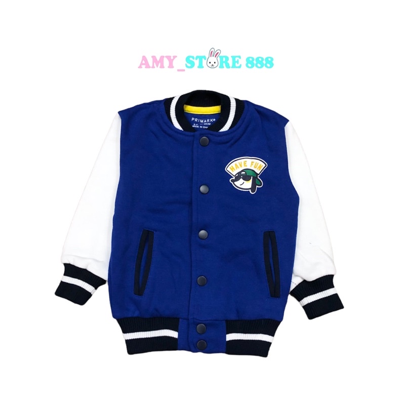 Áo khoác bomber bé trai chất nỉ bông màu xanh coban xuất dư