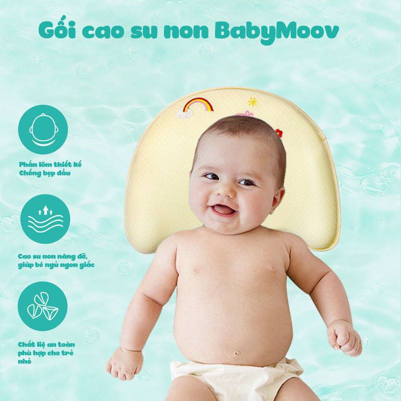 Gối non Baby Moov chính hãng chống bẹp đầu cho trẻ sơ sinh