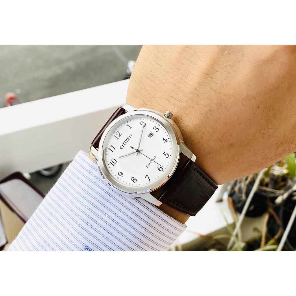 Đồng hồ nam dây da Citizen Eco Drive AW1211 12A