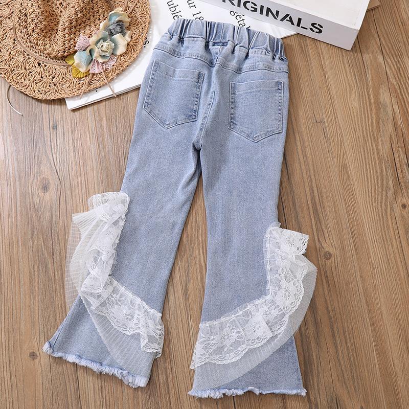 Quần Jeans Ống Loe Phong Cách Hàn Quốc Thời Trang Xuân Thu Dành Cho Bé Gái Tiểu Học