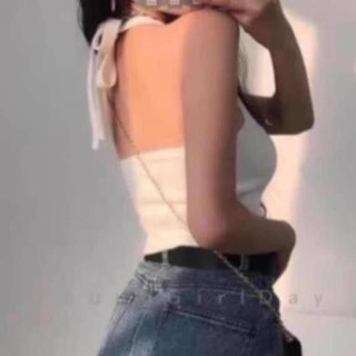 [Có sẵn] Áo croptop yếm cột nơ
