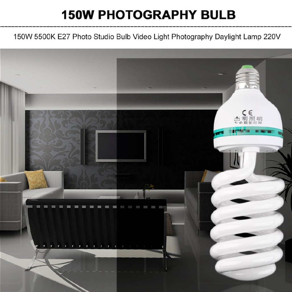 Đèn⭐150W 5500K E27 Photo Studio Bulb Video Light Photography Daylight Lamp 220V