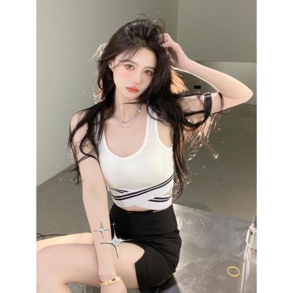 Áo bra tập thể thao vạt chéo croptop phong cách Hàn Quốc có đệm ngực A81
