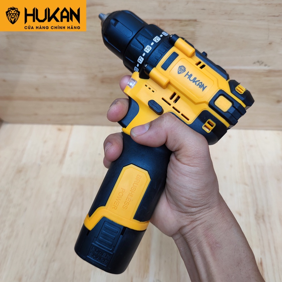 Máy khoan pin bắt vít  HUKAN 16,8v 4 cell Model XC5 máy không chổi than kèm bộ phụ kiện 24 món