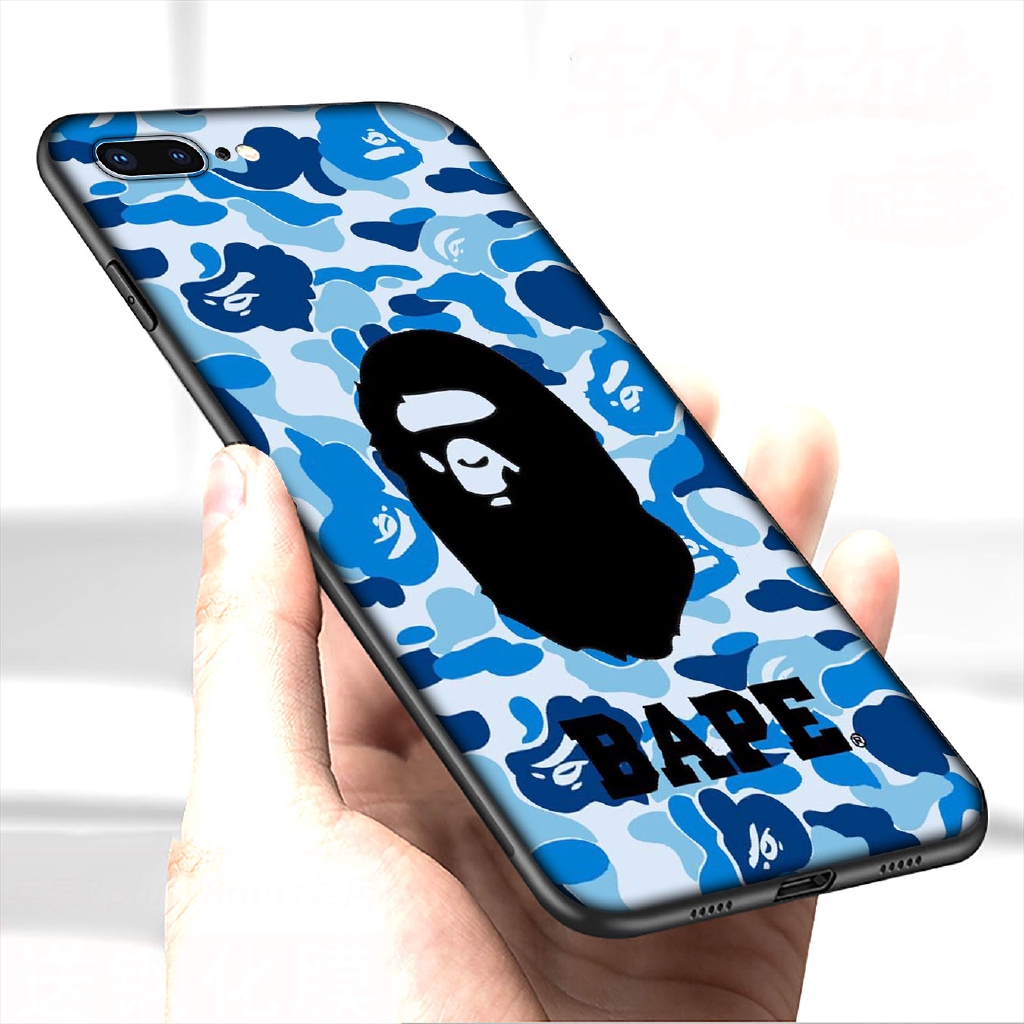 Ốp Điện Thoại Silicon Dẻo Màu Đen In Hình Logo Bape Cho Iphone 6 6s 7 8 Plus Xr X Xs 11 Pro Max