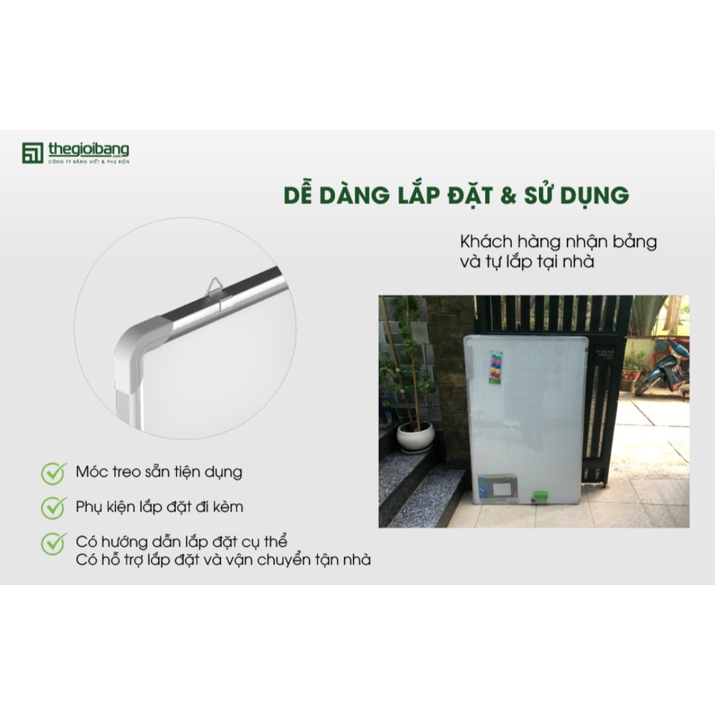 Bảng từ trắng viết bút lông 60 x 80cm Tân Hà, Mặt bảng từ Hàn Quốc chống lóa, có kẻ ô - tặng lau bảng + bút dạ bảng