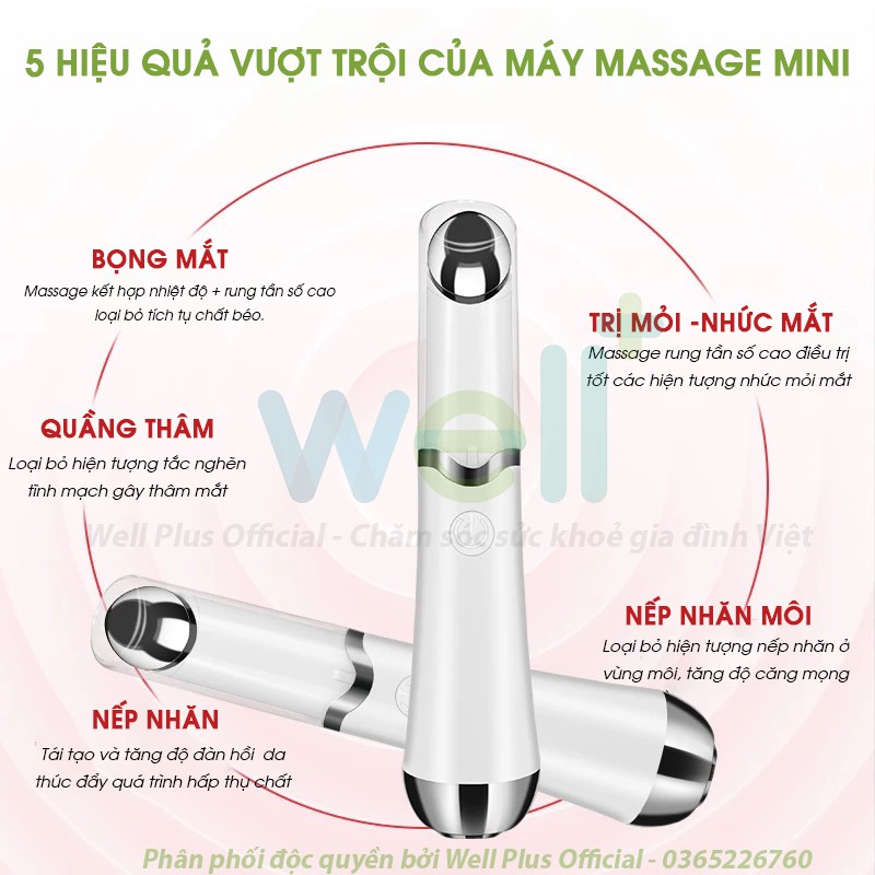 Máy Massage Mắt Mini Cao Cấp, Máy Mát Xa Mắt Làm Giảm Nếp Nhăn Quầng Thâm, Bọng Mắt