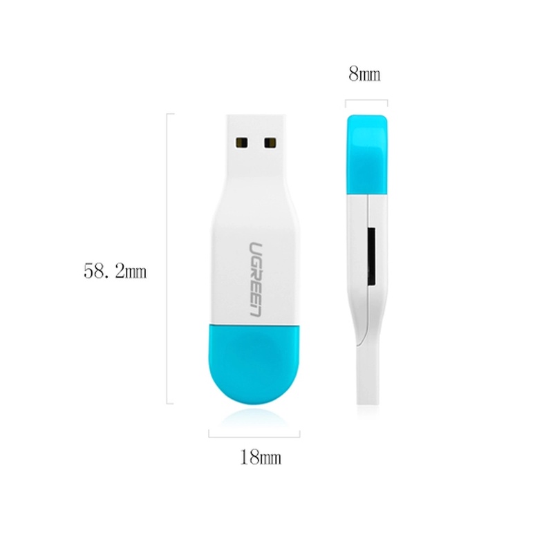 Đầu đọc thẻ TF/Micro-SD 2 cổng USB + OTG tốc độ lên đến 480Mbps UGREEN 30358