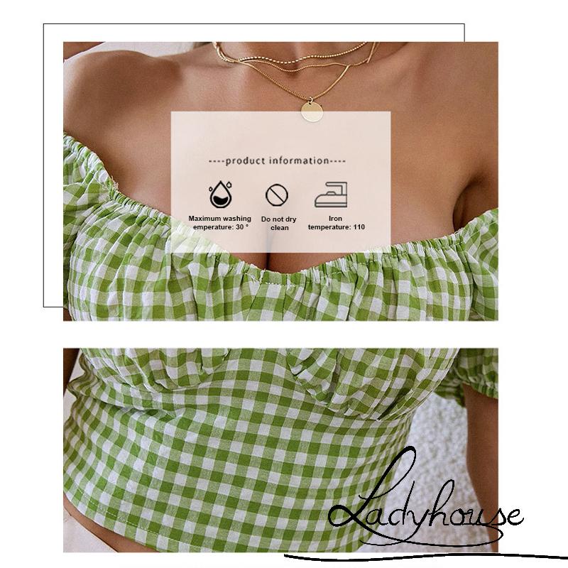 Áo Croptop Tay Ngắn Phồng Cổ Vuông Hở Lưng Phối Khóa Kéo Thời Trang Mùa Hè Cho Nữ