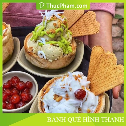 Bánh ốc quế thơm giòn đủ loại ăn kèm kem