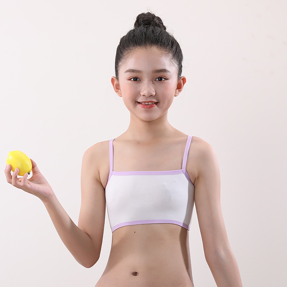 ♥Tigo♥ Girls Bra Cotton No Steel Ring Teenager Students Vest Bra Kids Bra Baby Bra No Bra Pads