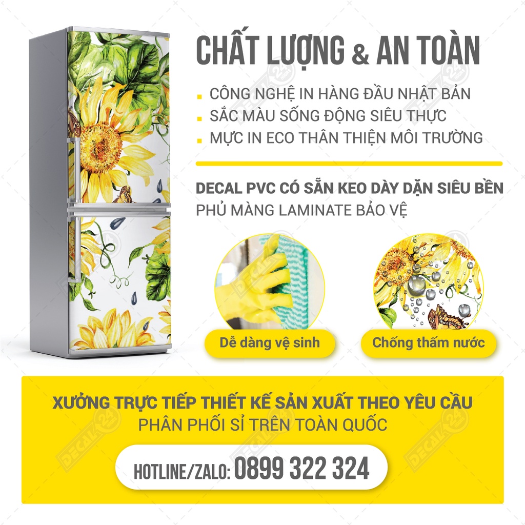 Decal dán trang trí tủ lạnh, miếng dán tủ lạnh chất liệu decal cao cấp chống thấm nước đủ kích thước Decal24h DTL-001