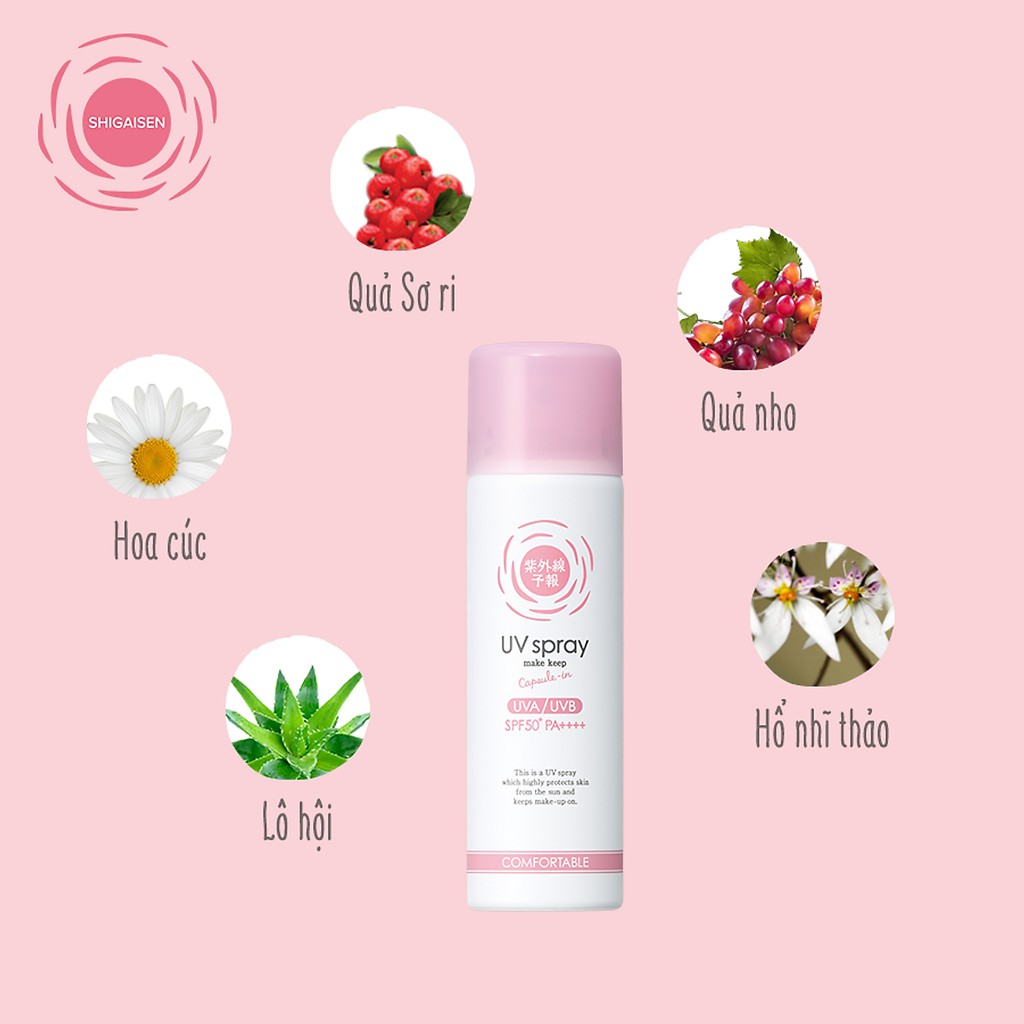 Xịt Giữ Lớp Trang Điểm Shigaisen Yohou Make Keep Uv Spray SPF50 PA++++ 60g