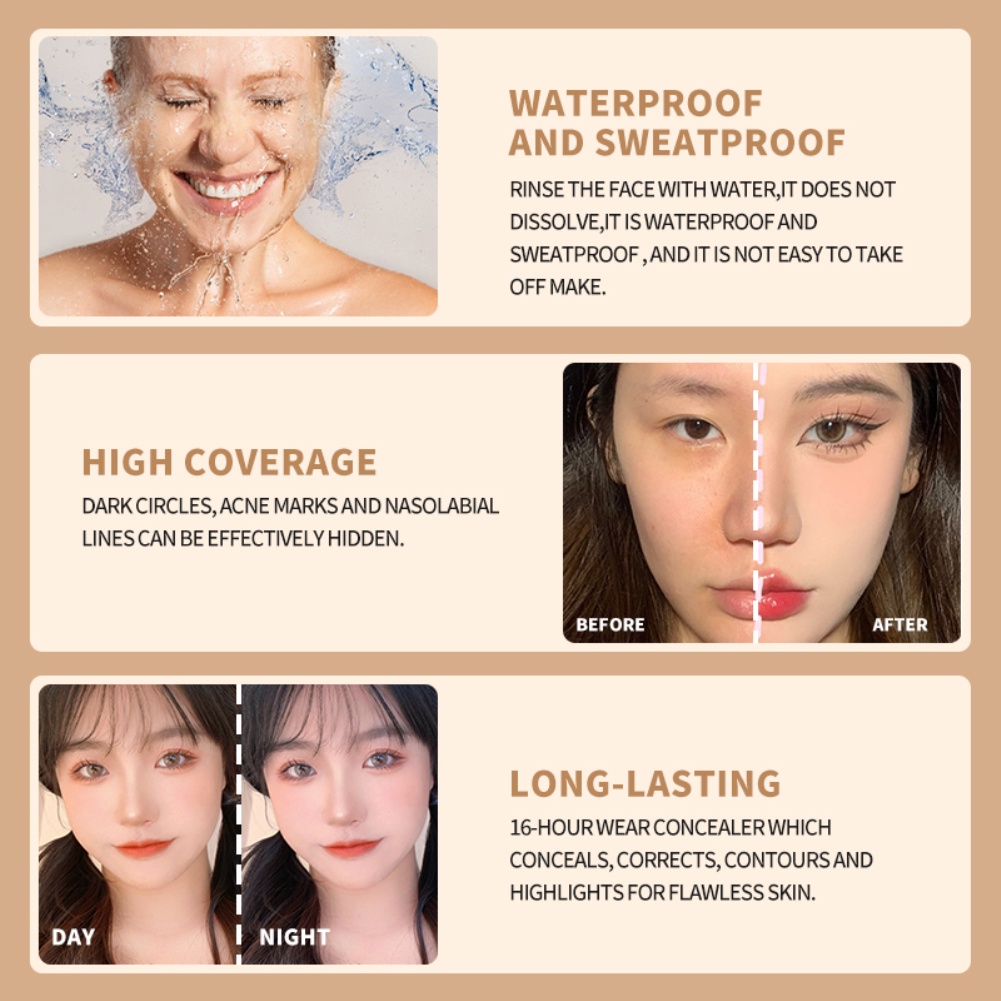 ANNIES Bayfree Kem Nền Che Khuyết Điểm 3 Màu Cho Các Đốm Mụn Chống Nước Trang Điểm