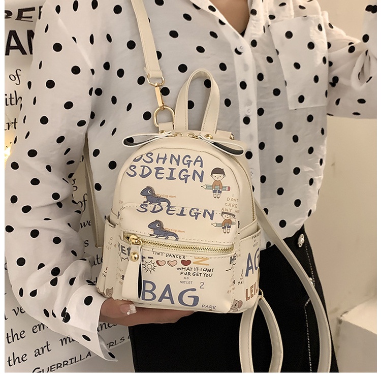 Ba lô JASMIN NOIR da PU in họa tiết hoạt hình đáng yêu thời trang dành cho nữ