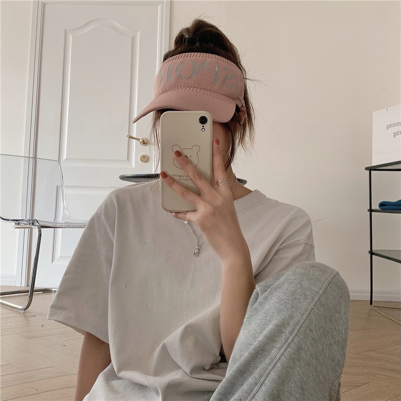 Mũ Lưỡi Trai Dệt Kim Hở Chóp In Chữ Phong Cách Hàn Quốc 19113