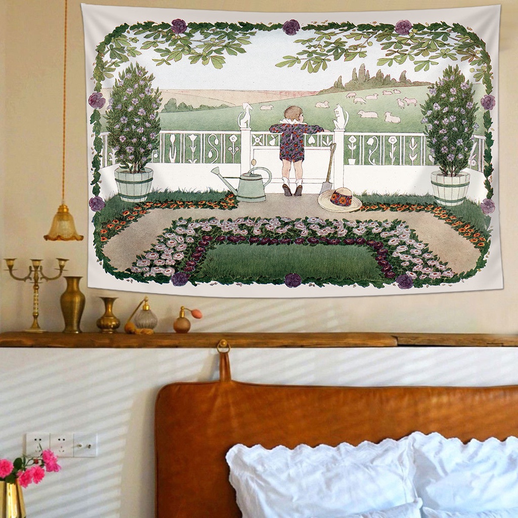 Thảm treo tường trang trí phòng ngủ phong cách retro đẹp mắt