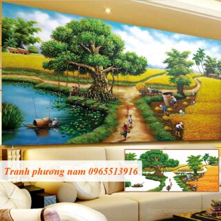 Tranh đính đá phong cảnh đẹp 120x60cm-2mx90cm-150x70cm