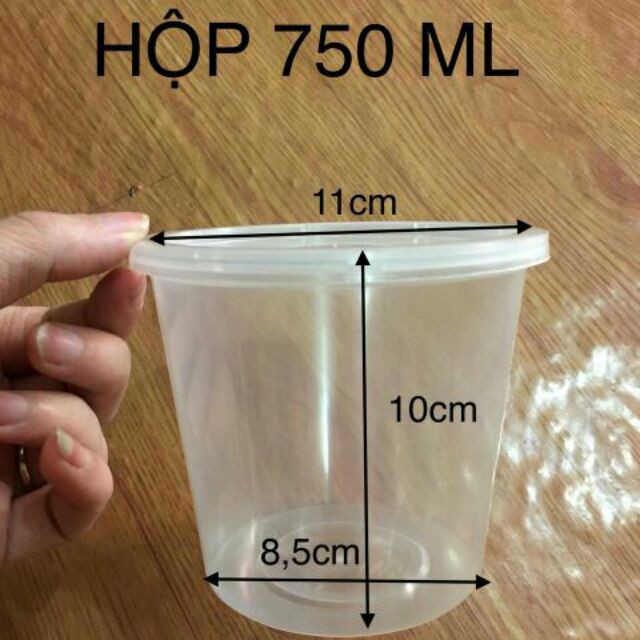 Combo 100 hộp nhựa 750ml + nắp