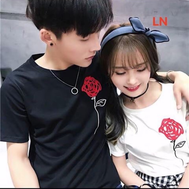 Set 2 chiếc Áo đôi hoa hồng siêu đẹp