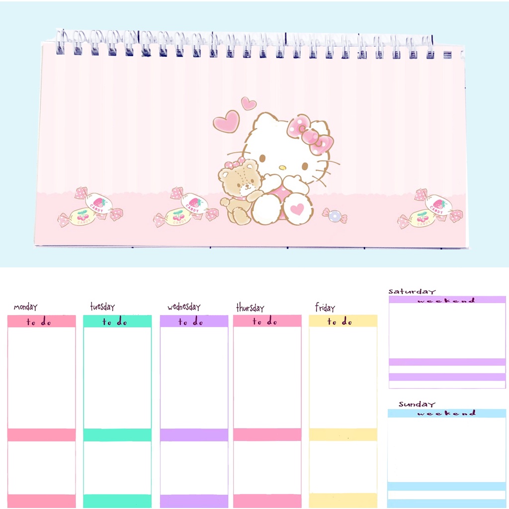 Sổ kế hoạch tuần mèo kitty WPI33 maneki neko hoạt hình Weekly Planner 52 trang thần tượng idol