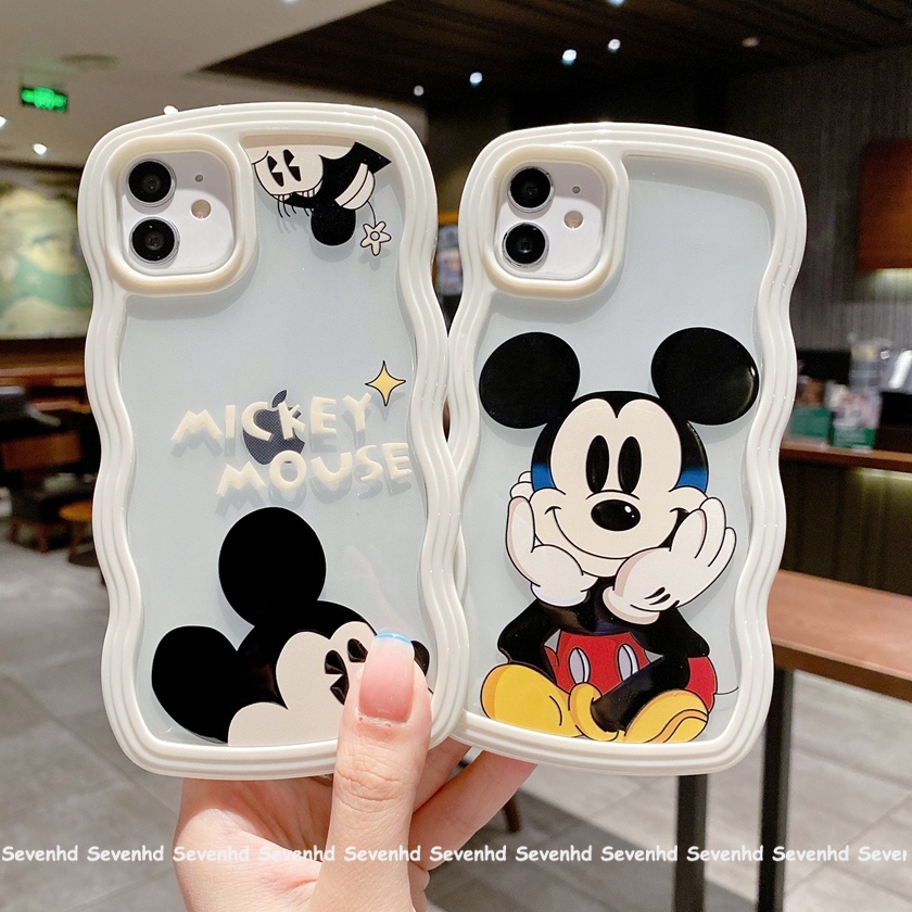 Ốp Điện Thoại Họa Tiết Chuột Mickey Minnie Gợn Sóng Cho iPhone 13 12 11 Pro Max SE2020 X XR XS Max 8 7 Plus