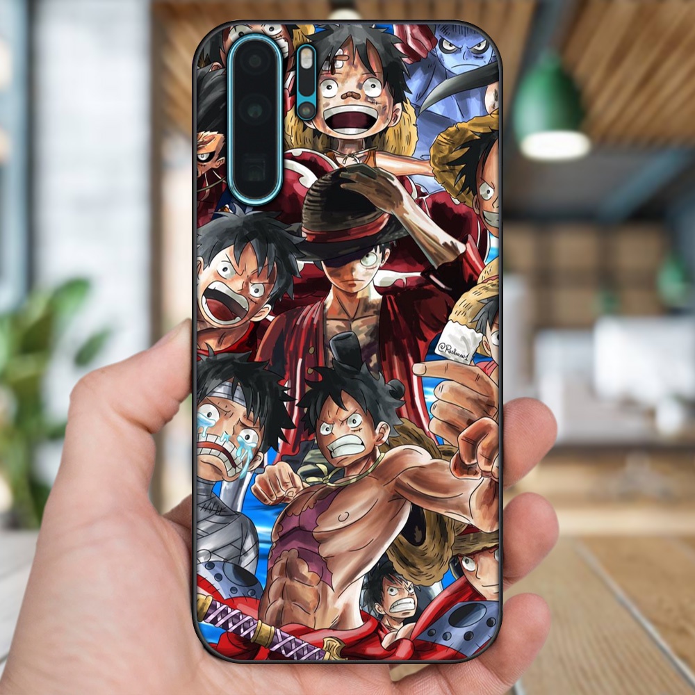 Ốp lưng Huawei P30 Pro viền đen in hình Luffy One Piece