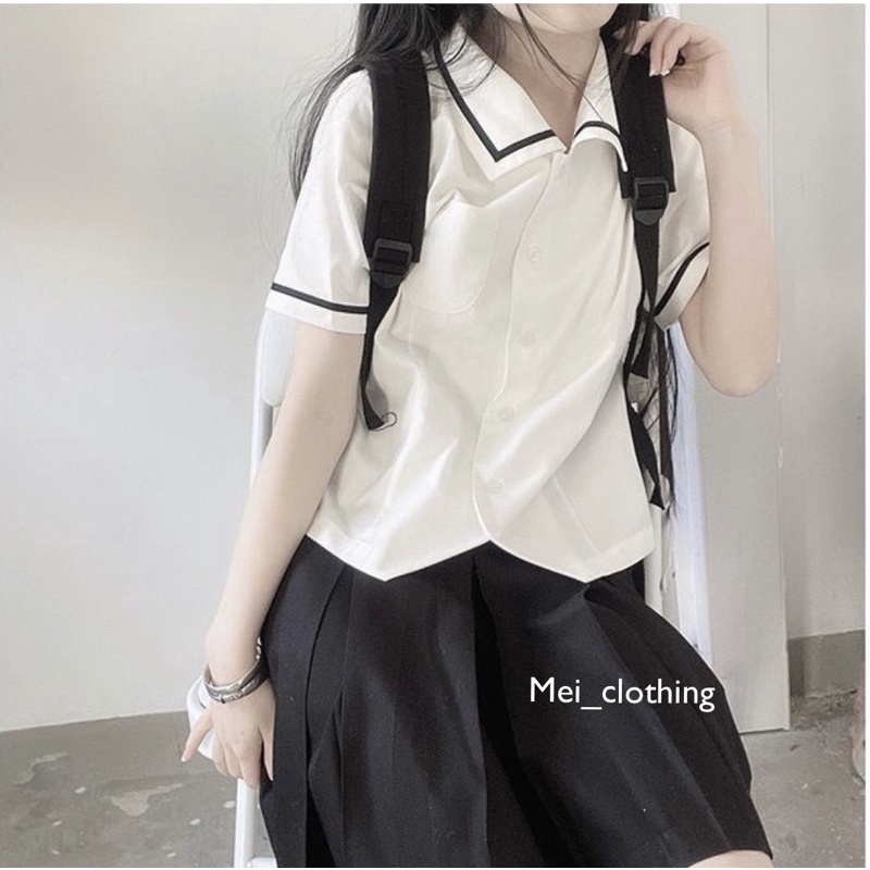 [Ảnh thật/video] Áo sơmi dáng ngắn cộc tay chất đũi mặc ĐI HỌC