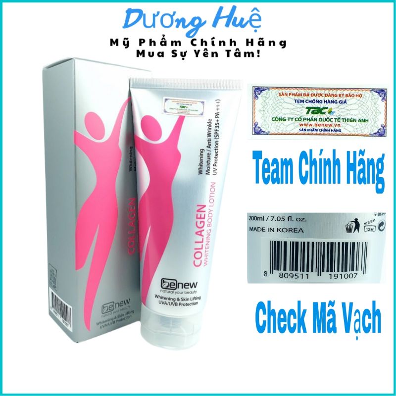 Dưỡng Thể Trắng Da Nâng Tone Tức Thì Benew Collagen Whitening Body Lotion 200ml