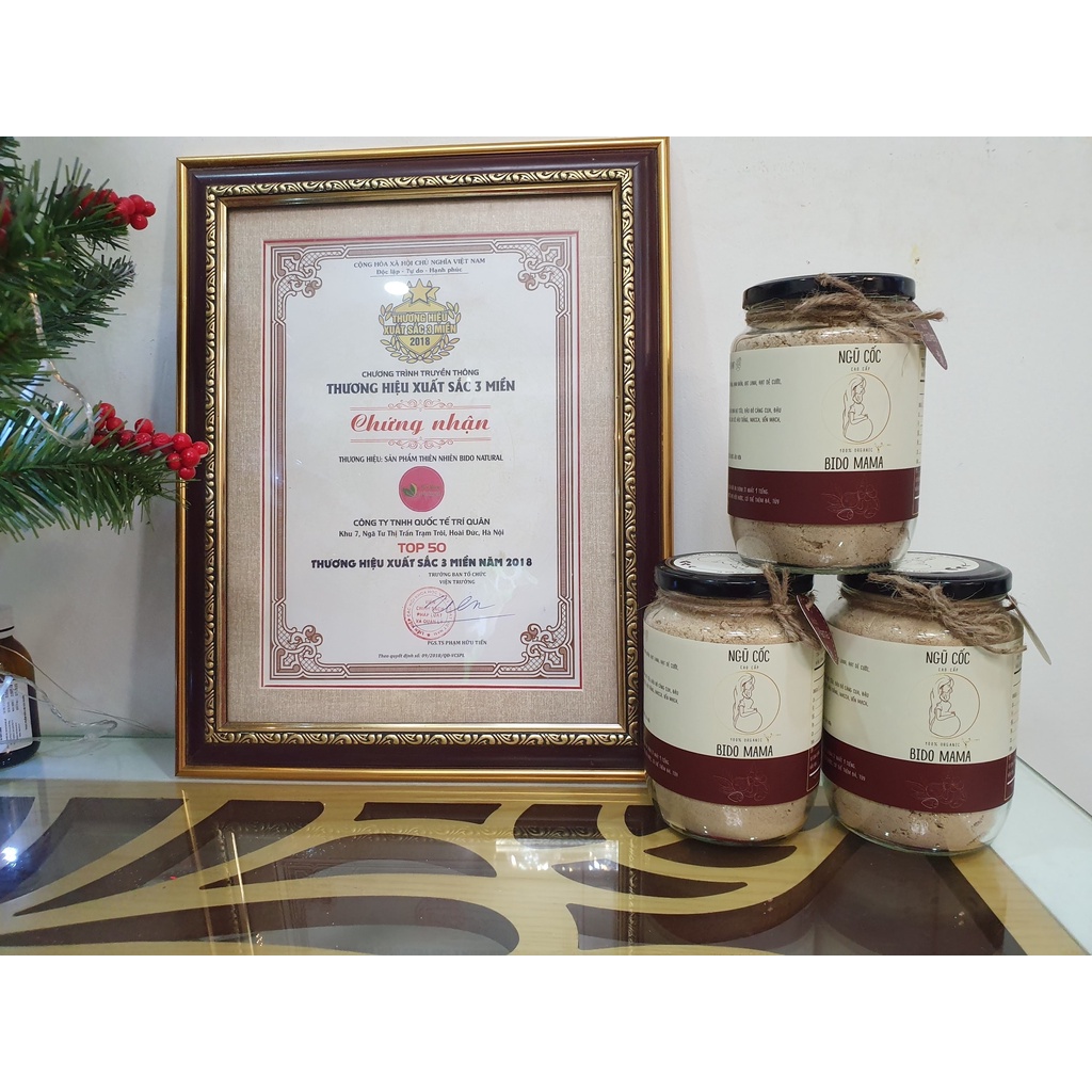 Ngũ Cốc Bà Bầu Siêu Dinh Dưỡng Nguyên Cám Không Đường Bido Mama, 25 Loại Hạt Dinh Dưỡng 600 Gram