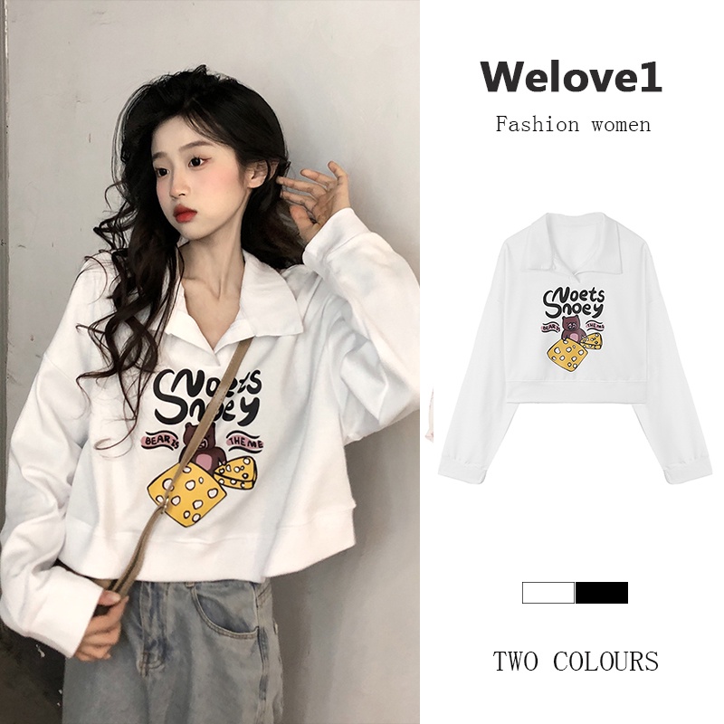 Áo sweater Tay Dài Dáng Rộng Cổ polo Thời Trang Mùa Thu Hàng Mới Dành Cho Bạn Nữ