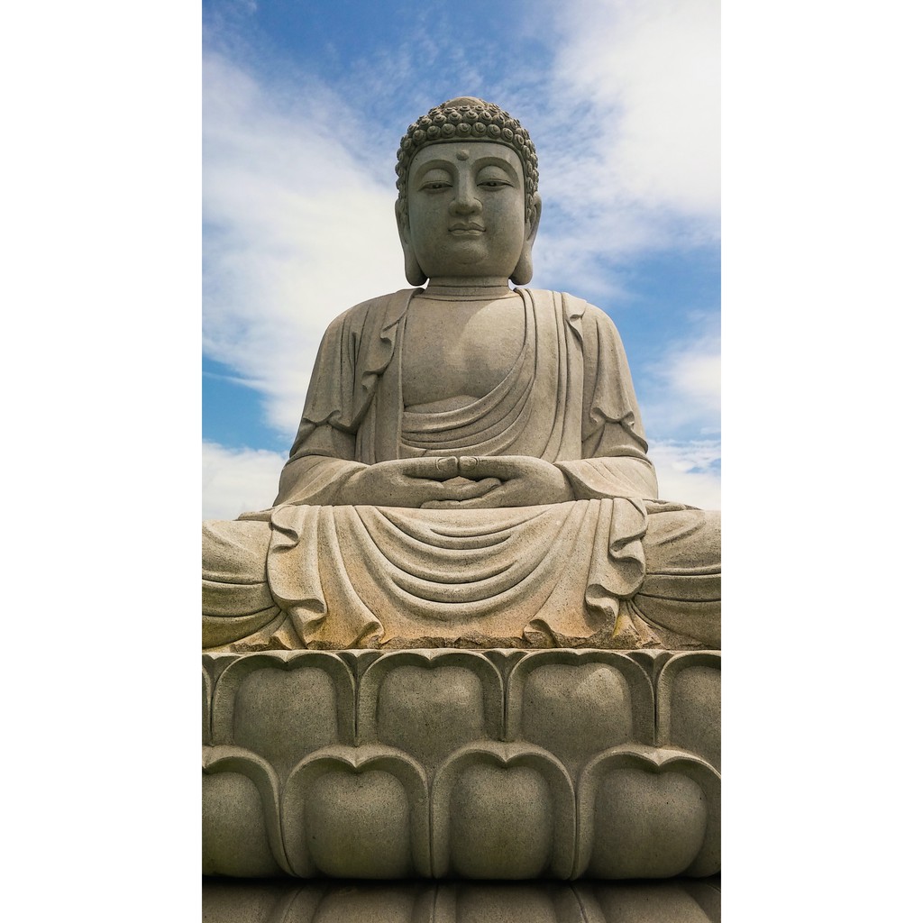 tranh phật thích ca tọa thiền thanh tịnh trang trí tường tặng kèm khung tranh