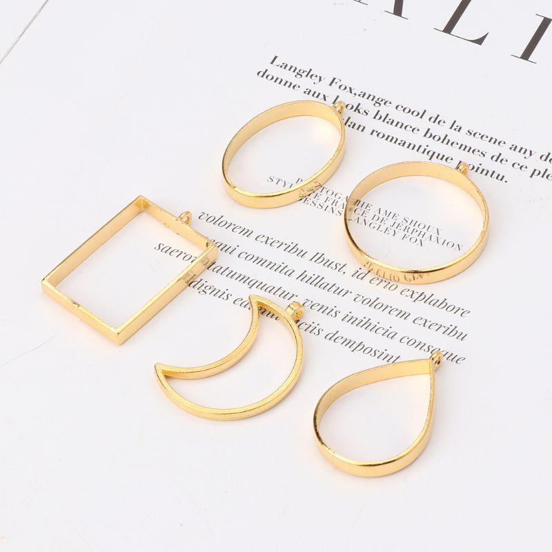 Set 10 Mặt Dây Chuyền DIY Dạng Hở Hình Học Rỗng Bằng Resin