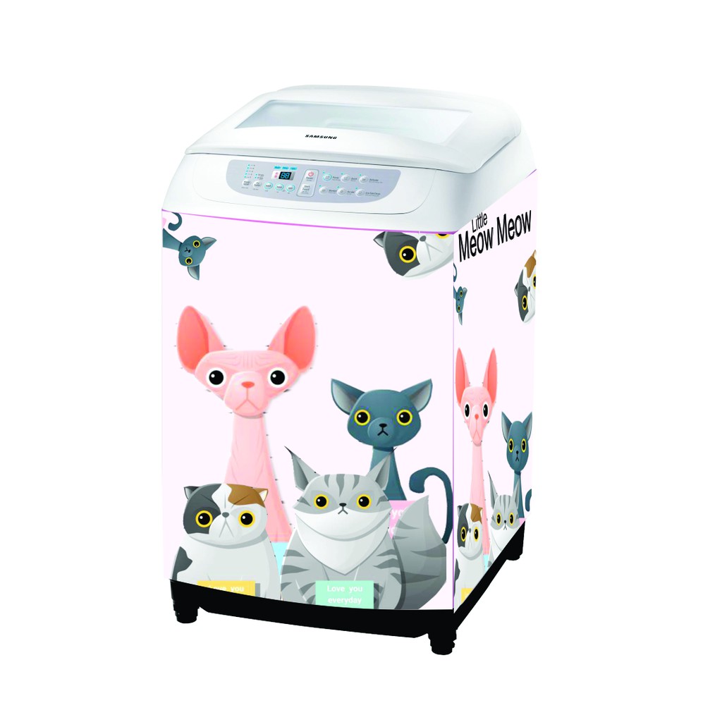 Miếng dán máy giặt FAMILY CAT siêu dễ thương, siêu bền đẹp, không thấm nước
