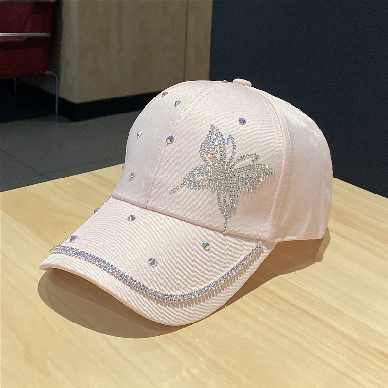 Mũ lưỡi trai bóng chày đính đá phong cách thường ngày cho nữ