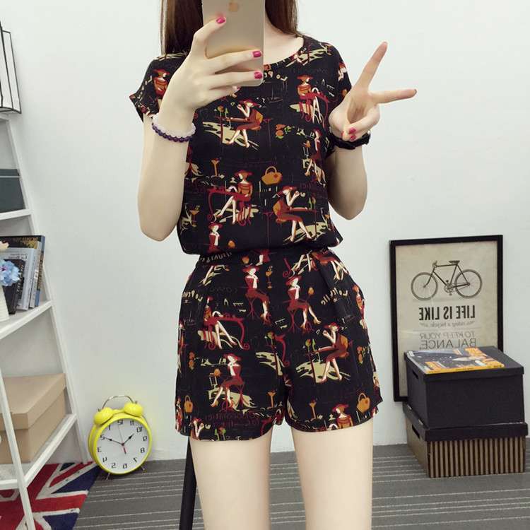 One-Piecesuit Mother's Wear Summer New Slimming Women's Wear Two-Piece Shorts Casual Fashion Loose Outfit Women's