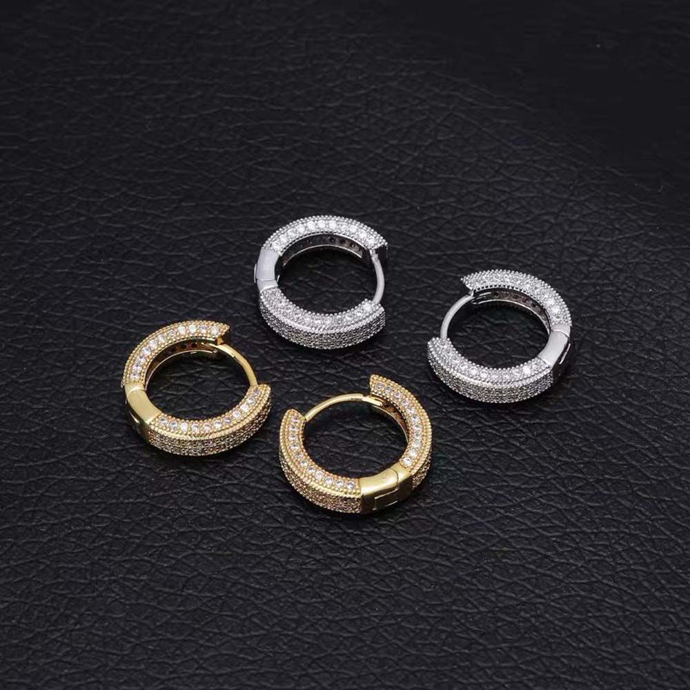 Khuyên tai dạng vòng đính đá zircon phong cách hiphop thời trang cho nam và nữ