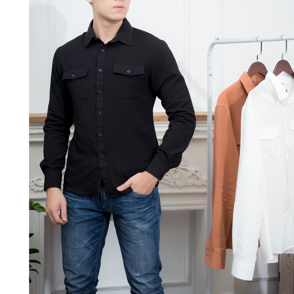 áo sơ mi dài tay vải đũi 2 túi hộp may đẹp , chống nhăn,xù vải thoáng mát bèn đẹp | BigBuy360 - bigbuy360.vn